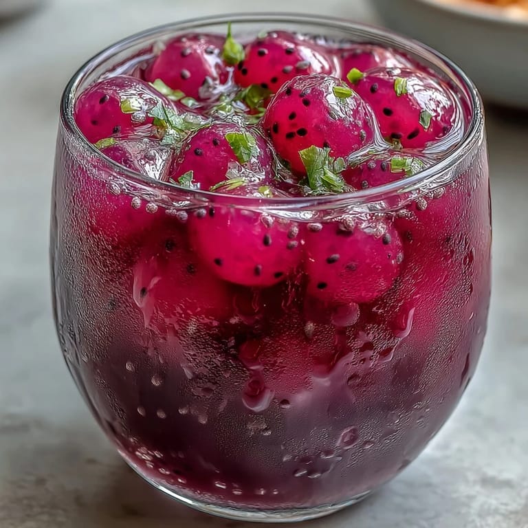 Refreshing pink Dragon Fruit Lemonade with Chia Seeds, ideal chilled with mint.