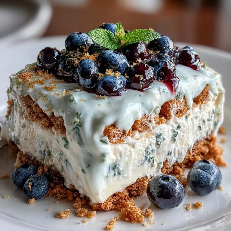 Vibrant Lemon Blueberry Icebox Cake slice: A perfectly chilled, refreshing no-bake treat.