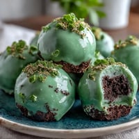 Vibrant green Oreo truffle balls coated in smooth white chocolate, perfect for St. Patrick's Day celebrations.