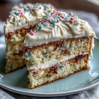 Vibrant confetti cake with rainbow sprinkles and champagne frosting, perfect for Class of 2026 graduation celebrations.