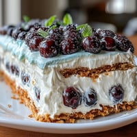 Lemon Blueberry Icebox Cake:  tangy lemon cream, juicy blueberries, fluffy no-bake dessert.